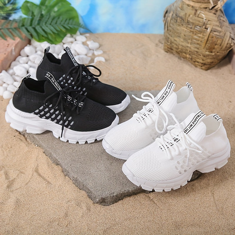 Women's Breathable Athletic Sneakers, Lace up Mesh, Running & Casual Wear