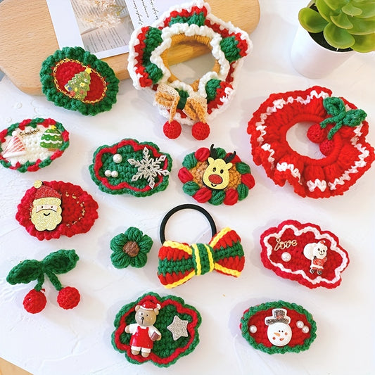 Christmas Knit Hair Ties Hair Clip for Kids