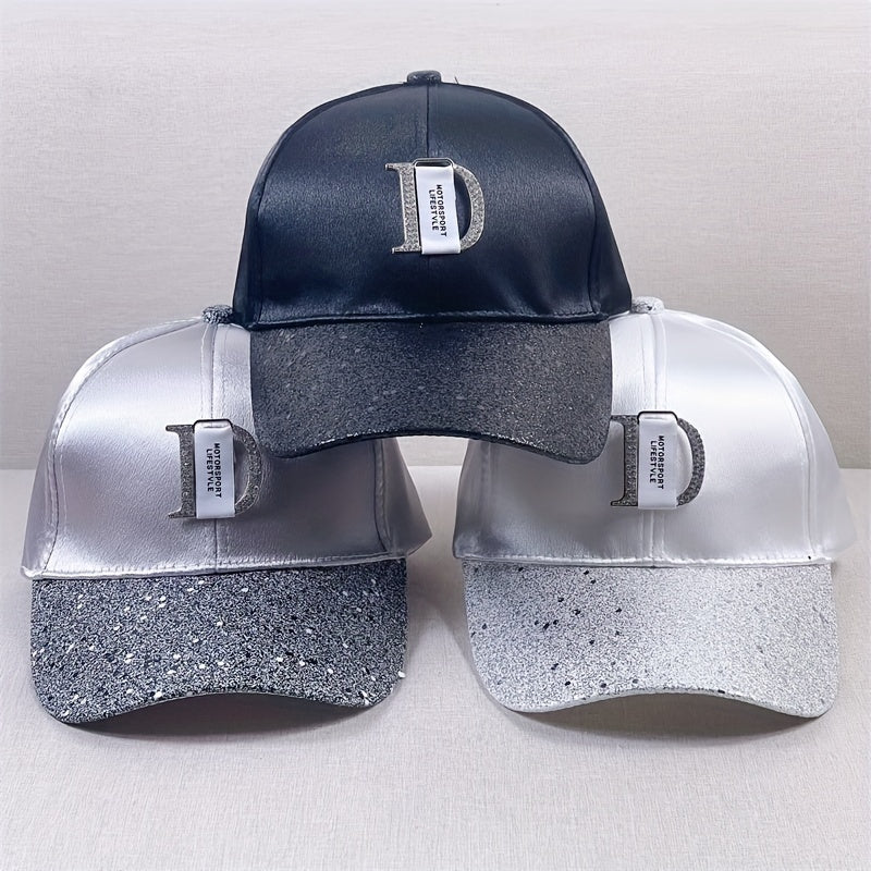 Glitter Bright Baseball Cap D Label Decor Solid Couple Sun Hat
