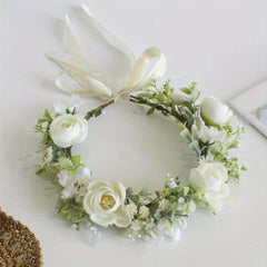 Sweet Artificial Camellia Bridal Headband Wedding Hair Accessory