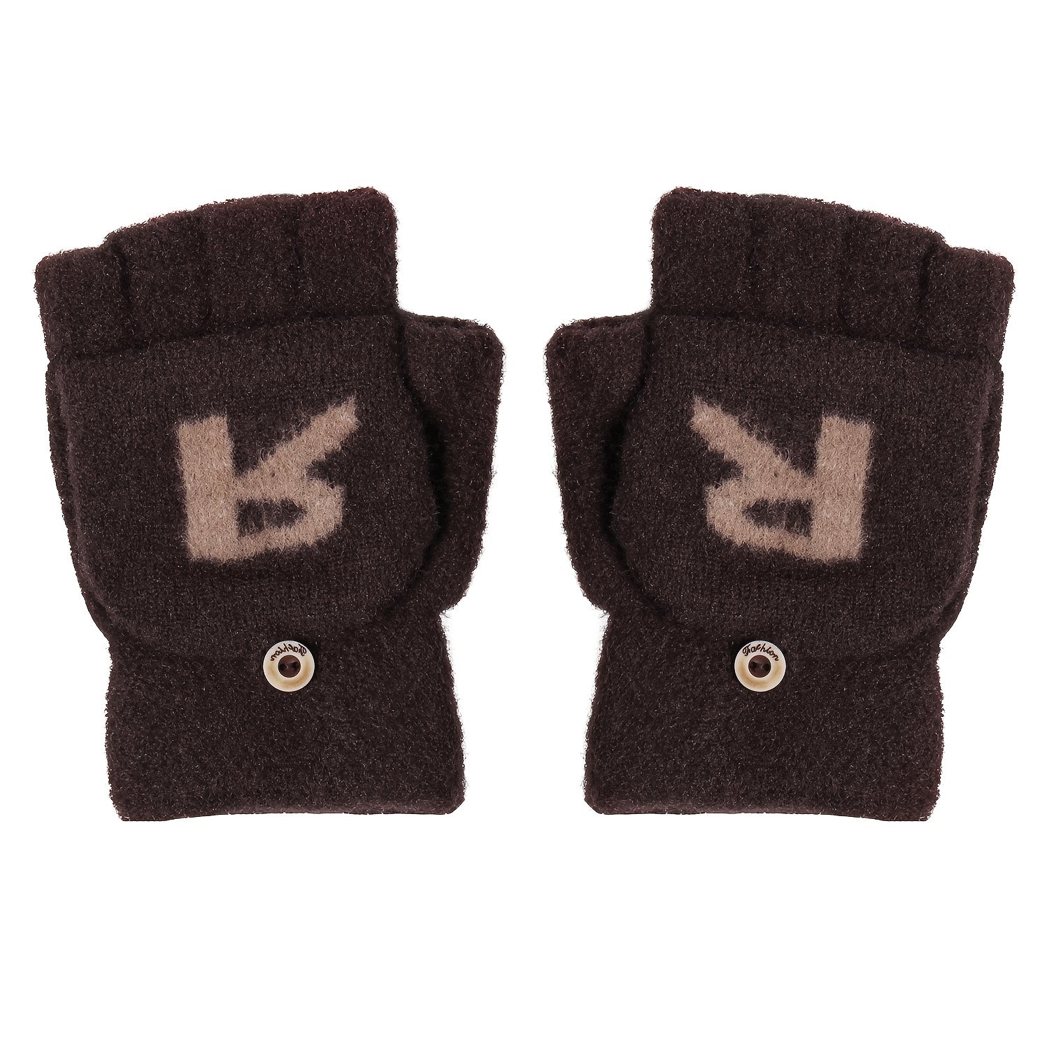 Men's Winter R Letter Knitted Fleece Gloves