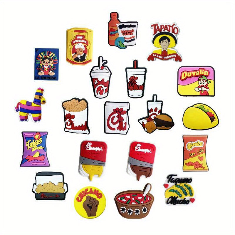 20 PCS Mexican Style Food Shoe Charms Decorations for Kids & Adults