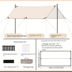 Portable Multifunctional Camping Trip Awning Waterproof Cloth Awning
