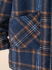 Boy's Plaid Fleece Jacket Button Up With Pockets