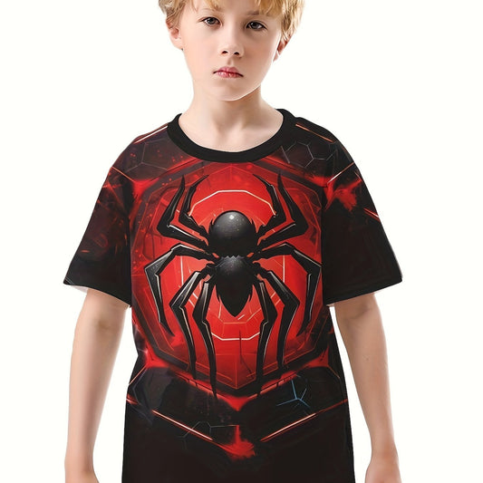 Spider 3D Print Tee Tops Boys Round Neck Short Sleeve T shirt