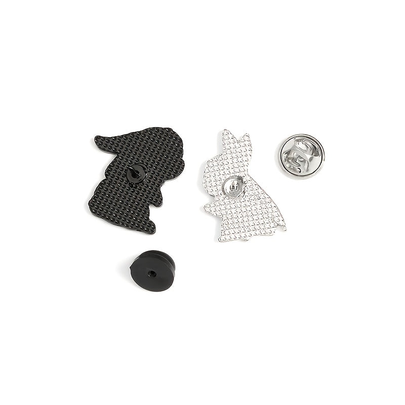 2pcs Cartoon And Rabbit Brooches Enamel Baking Varnish Rabbit Pin Collar