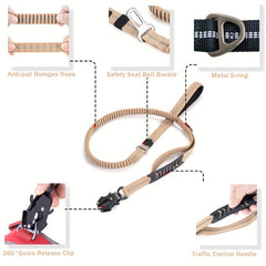 Tactical Dog Leash w/ Quick Release & Reflective Shock Absorber