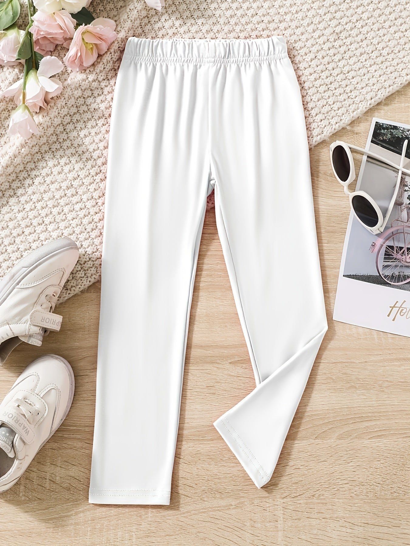 Girls 3 Pack Cotton Stretch Legging Pants Set