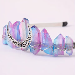 Boho Crystal Moon Decor Headband for Wedding Party Women Girls