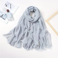 Solid Tassel Muslin Hijab Headband Thin Breathable Shawl