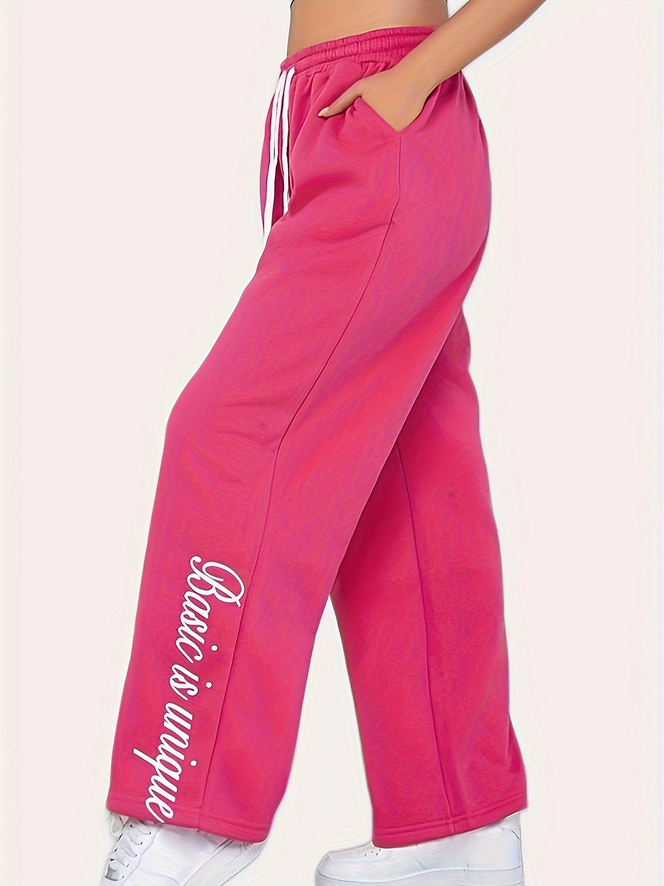  Casual Pants Women's Plus Letter Print Elastic Drawstring
