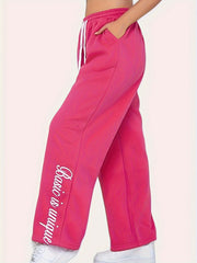  Casual Pants Women's Plus Letter Print Elastic Drawstring