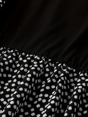  Colorblock Ditsy Print Long Sleeve Dress