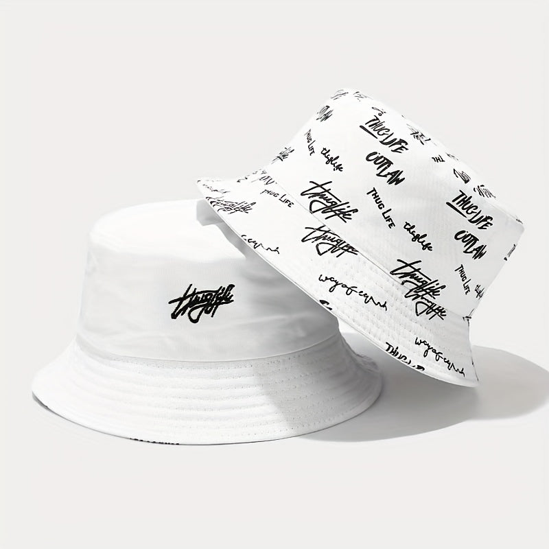 Sunshade Bucket Hat With Letter Printed Sun Hat For Daily Shopping