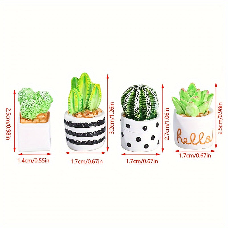 4pcs 1:12 Dollhouse Succulent Potted Plant Micro Landscape Model