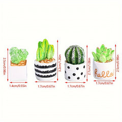 4pcs 1:12 Dollhouse Succulent Potted Plant Micro Landscape Model