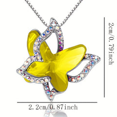 12-Month Birthstone Butterfly Pendant Necklace for Mother's Anniversary Birthday