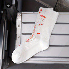 Splash Ink Print Socks Comfy & Breathable Mid Tube Stockings