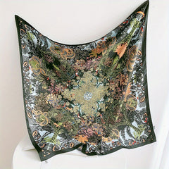 Boho Floral Print Silk Square Scarf Neckerchief Vintage Head Wrap