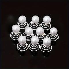 10pcs Rhinestone Plum Blossom Hair Spiral Clip Butterfly Headwear
