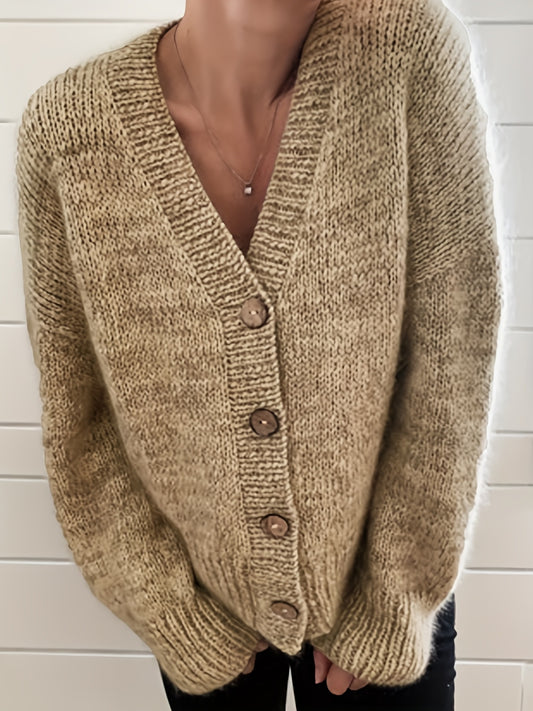  Solid Button Up Long Sleeve Cardigan