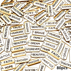 80pcs Word Charms Pendants for DIY Jewelry Making