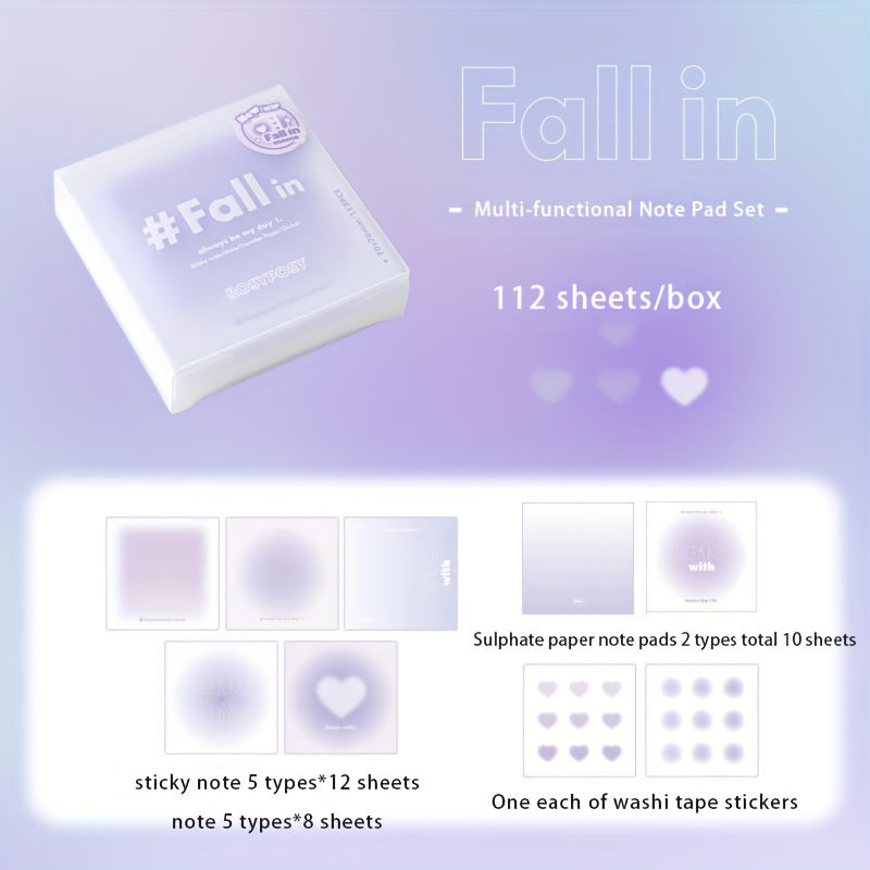 Functional Sticky Note Book Gradient Diary Set