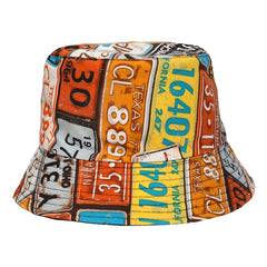 Graffiti Print Cotton Bucket Hat Hip Hop Basin Hat Outdoor Sunscreen Travel