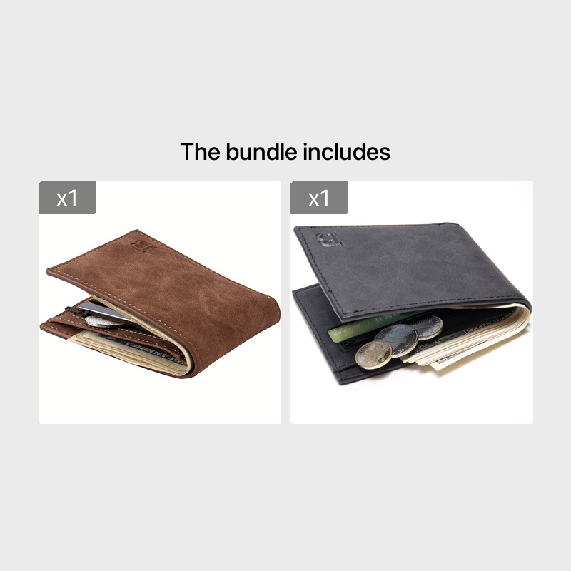 RFID Slim Leather Bifold Men Wallet Holds 5-12 Cards Coin Pouch Note Section
