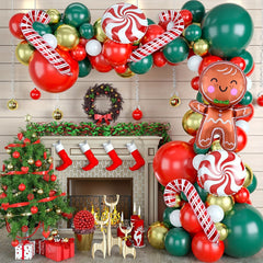 112pcs Christmas Balloon Garland Arch Kit Red Green Latex Balloons