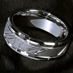 6 8MM Stainless Steel Couple Ring for Proposal Engagement Wedding Band