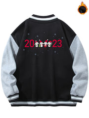 Christmas Rabbit Graphic Print Men's Baseball Jacket