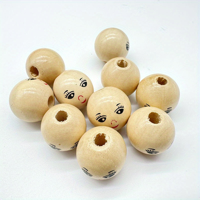 Big Wooden Beads Doll Head Wood Beads for Jewelry Making