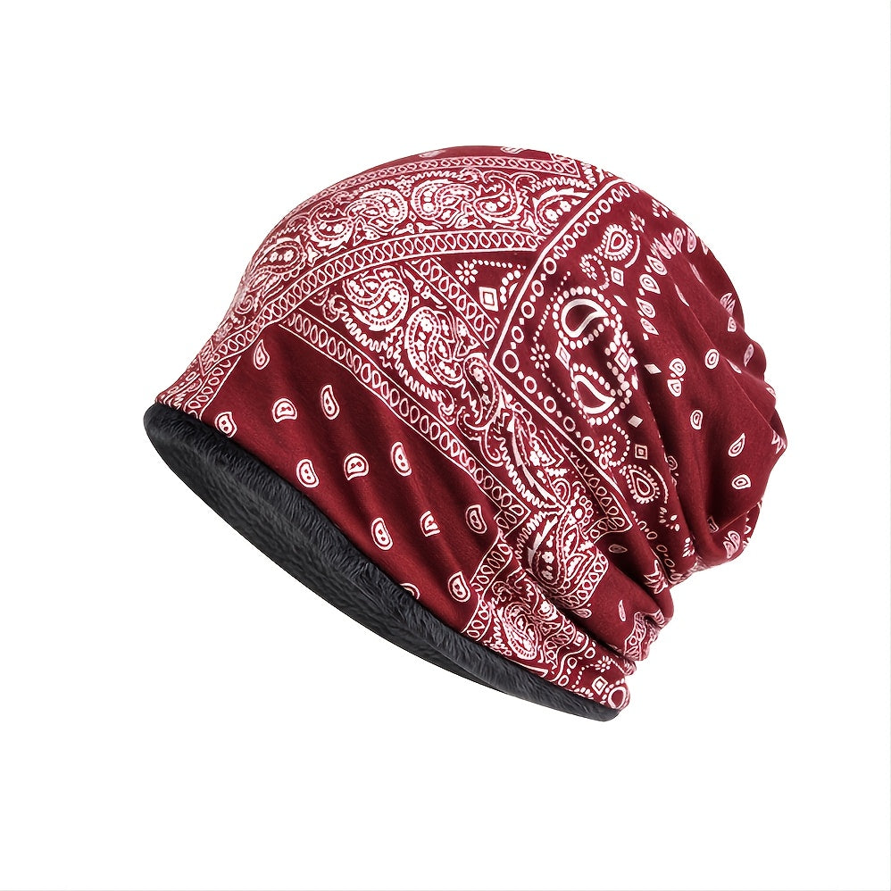 Vintage Bohemian Style Fleece Knitted Hat & Scarf Set