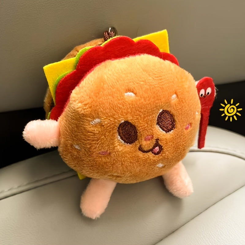 Cute Hamburger Keychain Brown Stuffed Animal Heart Stars Backpacks Couples Organ