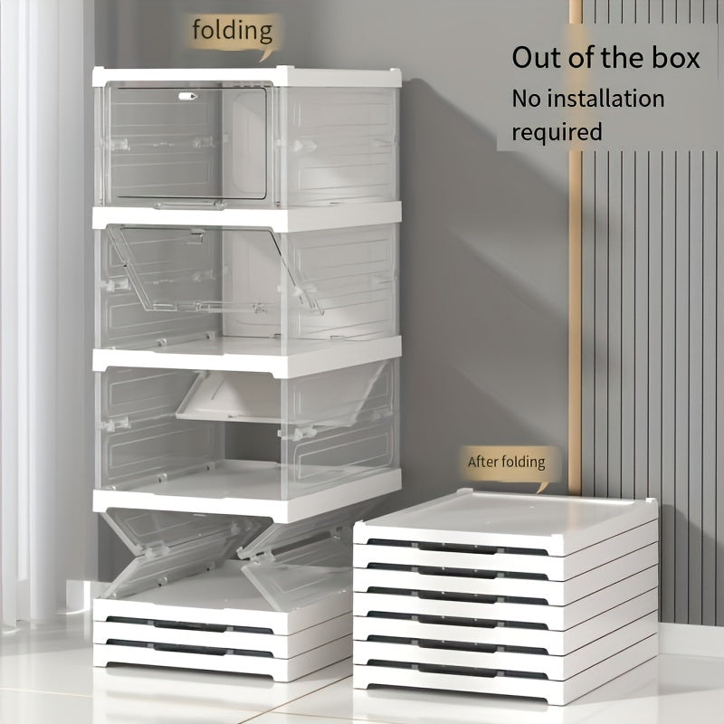 1pc Foldable Shoe Box Stackable Storage Bin Household Space Saving Organizer