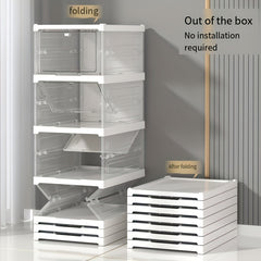 1pc Foldable Shoe Box Stackable Storage Bin Household Space Saving Organizer