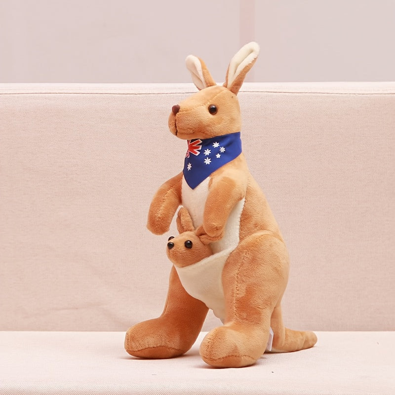Kangaroo Plush Toy Doll Soft Stuffed Animal with Bandanna Mixed Colors
