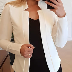 Solid Split Open Front Blazer Long Sleeve Blazer & Stylish Tops