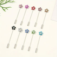 10pcs Colorful Flower Scarf Pin Rhinestone Turban Clip Hijab Shawl Brooch