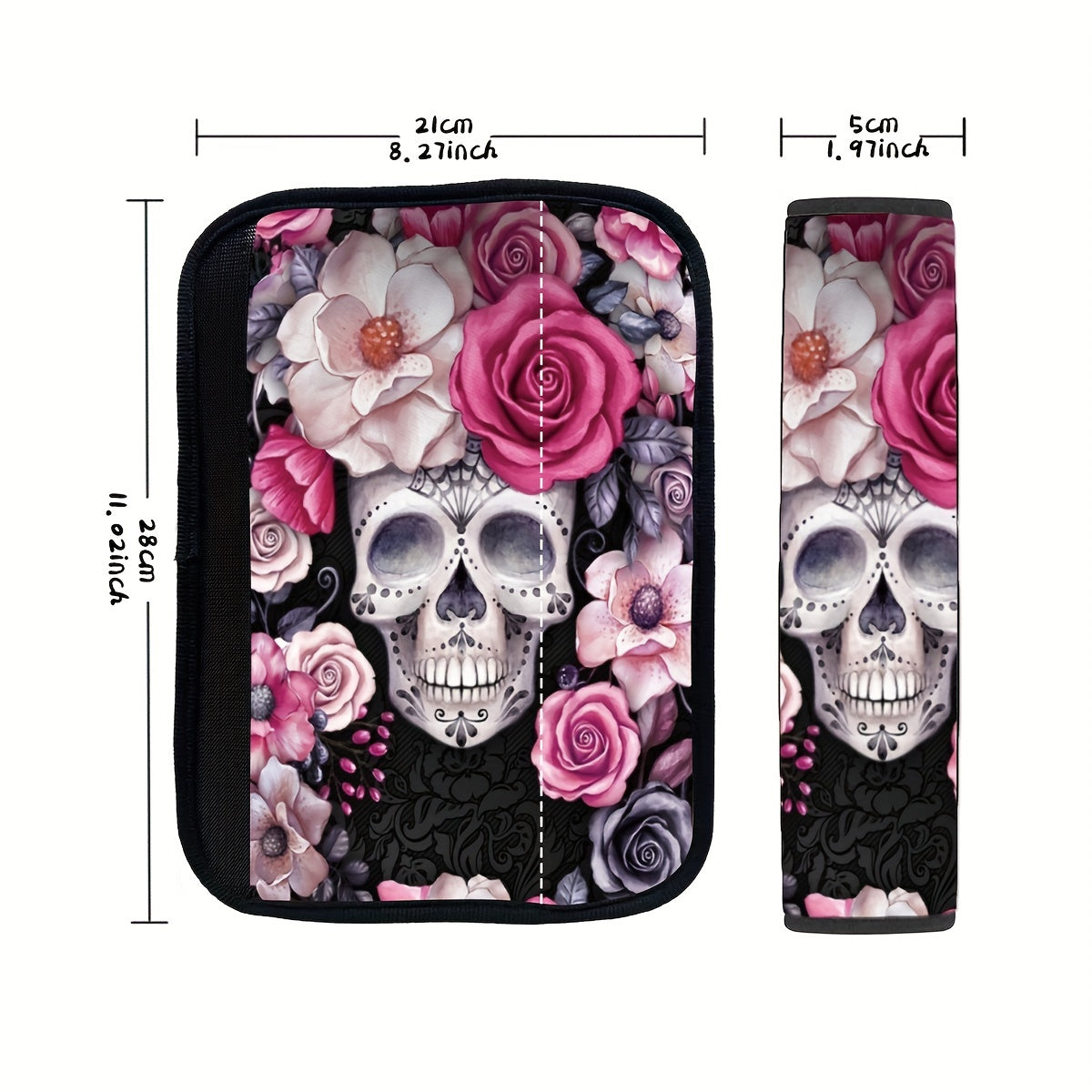 Flower Skull Print Car Shoulder Cover