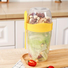 Portable Double Layer Salad Cup with Spoon