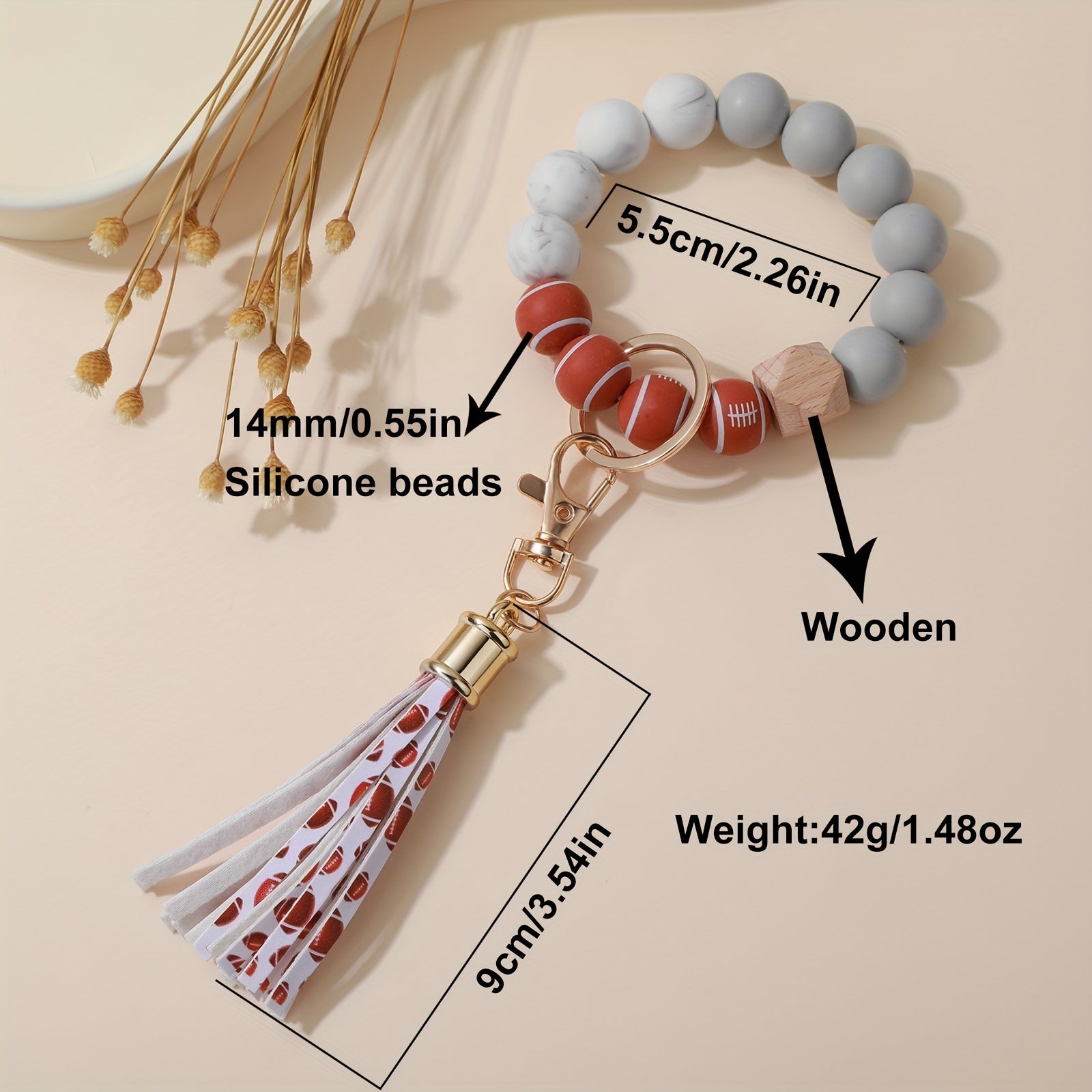 Silicone Bead Bracelet Key Chain Baby Tassel