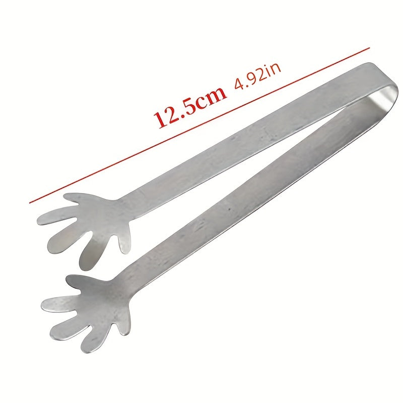 Stainless Steel Palm Leaf Heart Shaped Ice Tong Bar Coffee Milk Tea Sugar Clip