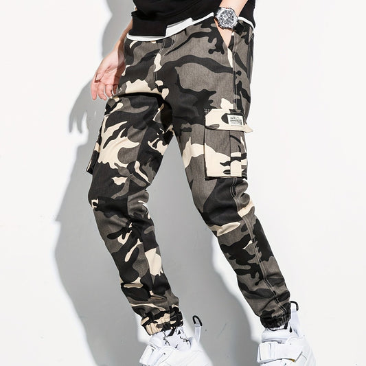 Camouflage Flap Pocket Cargo Pants Slim Fit Jogger Pants