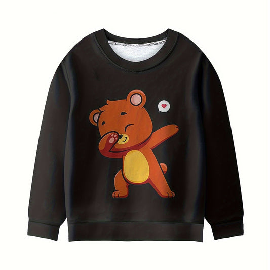 Girls Dancing Bear Graphic Sweatshirt Long Sleeve Pullover
