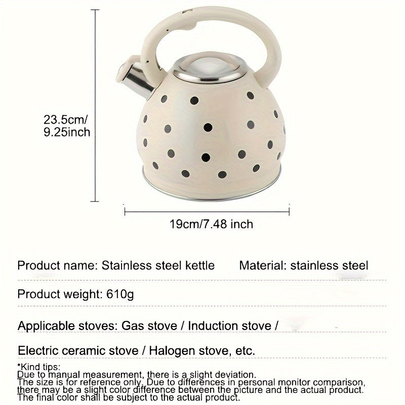 Stainless Steel Dot Print Kettle - 3.5L for Outdoor Camping
