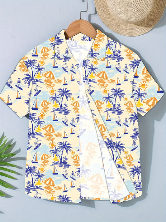 Sweet Flower Graphic Short Sleeve Lapel Shirt For Summer