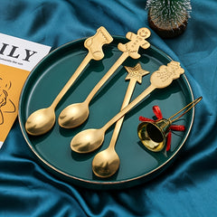 4pcs Christmas Cutlery Set Stainless Steel Coffee Spoon Mug Spoon