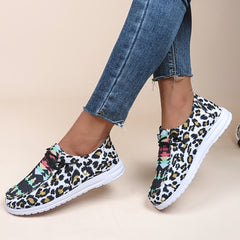 Leopard Print Canvas Lace-up Sports Shoes for Women